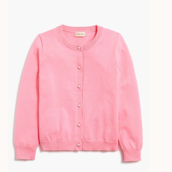 J crew Dover pink Girls' pearl-button Casey cardigan sweater - Picture 1 of 2